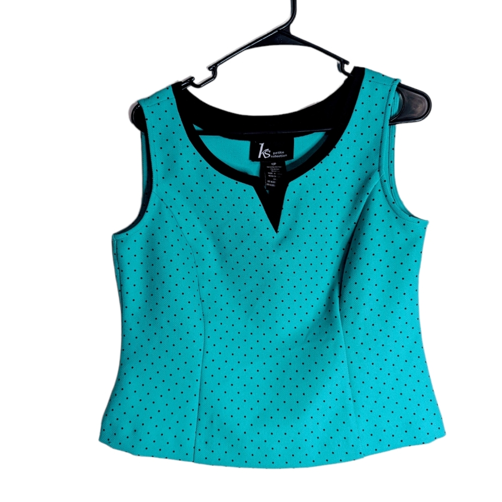 Turquoise polka dot top